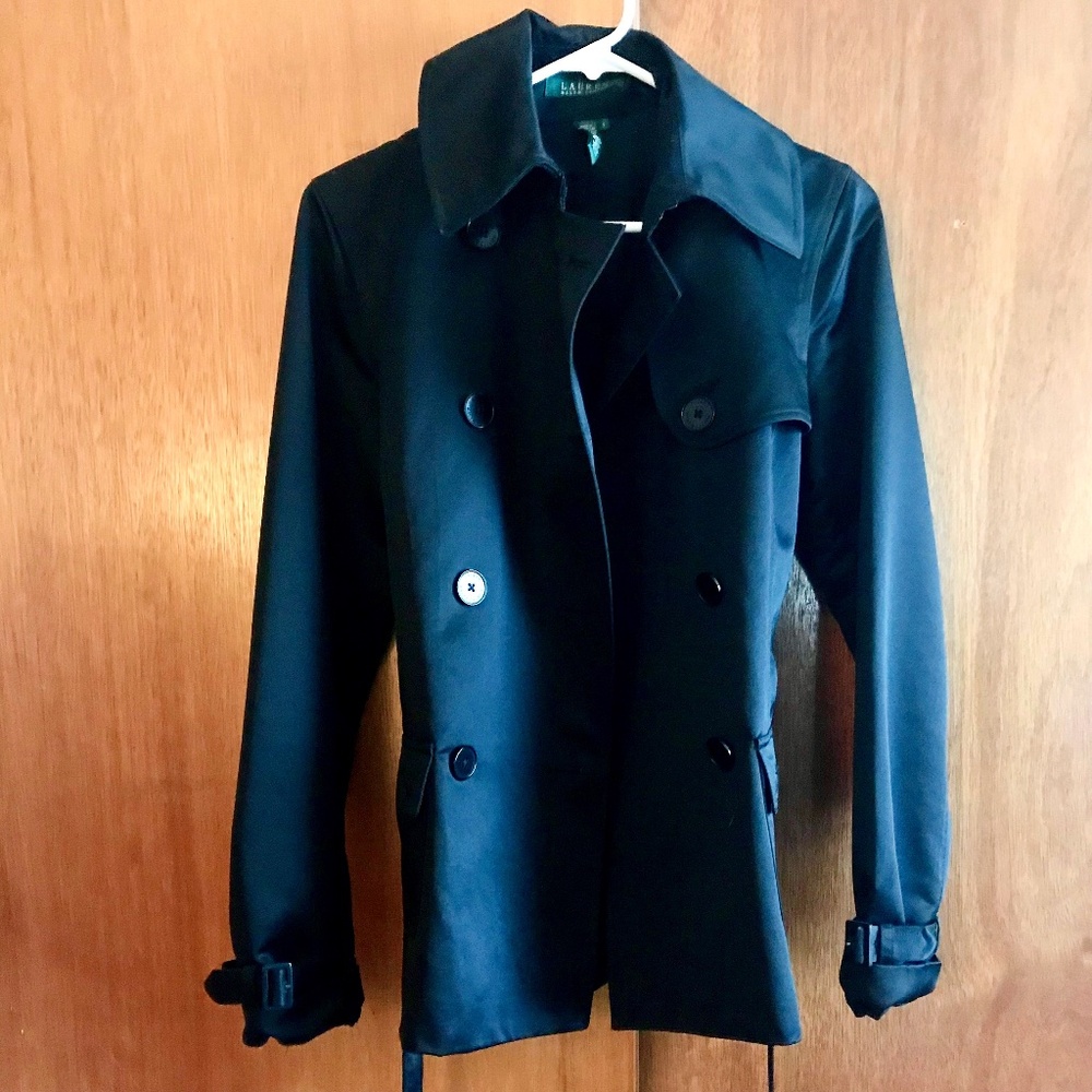 Ralph Lauren Black Trench Jacket Small NWOT